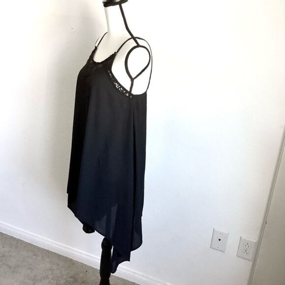 The Bloom Black Sheer & Lace Asymmetrical Lingerie Top NWT - Picture 2 of 14